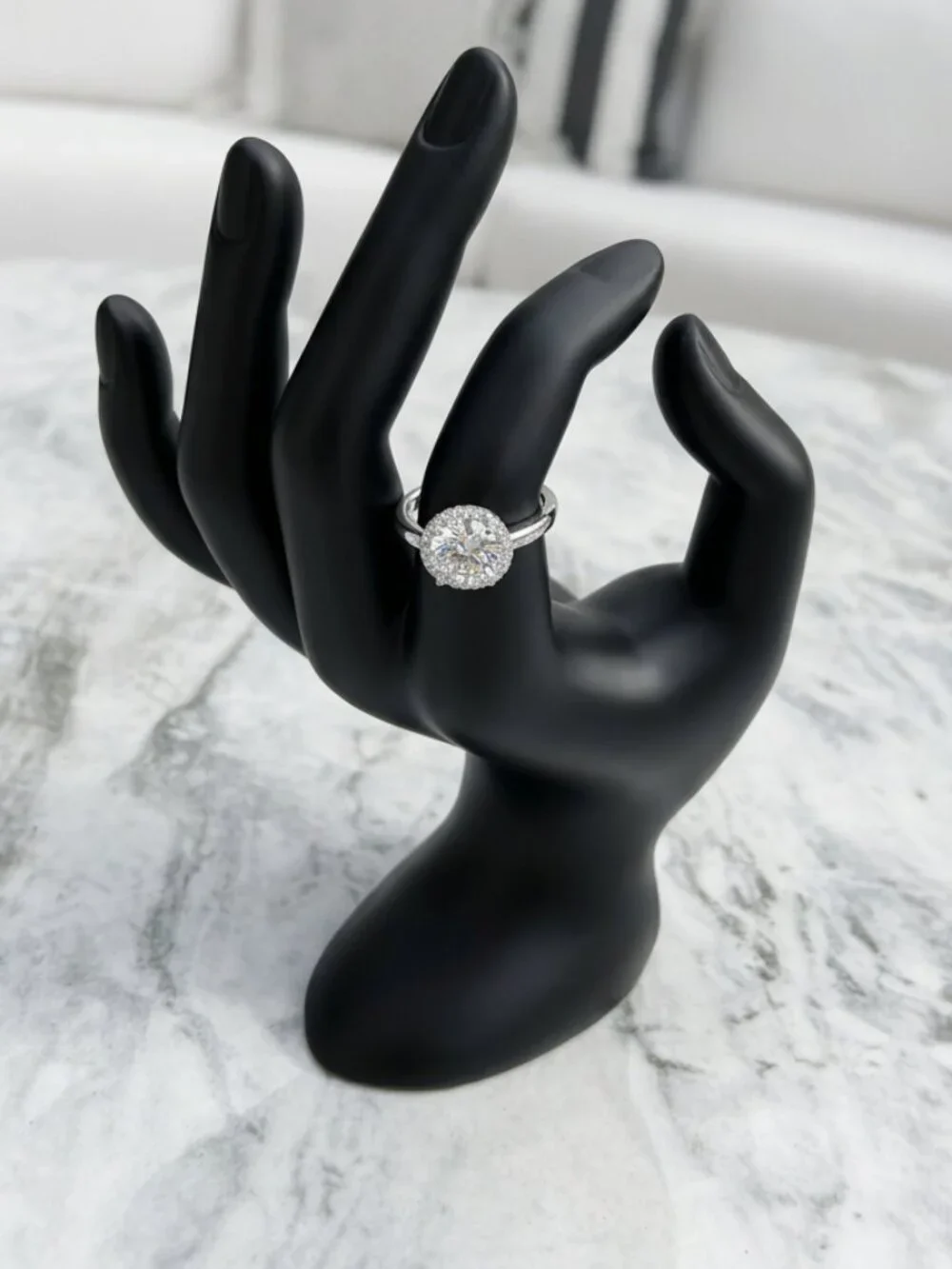 Moissanite Halo Solitaire Ring — Size 6, 2.20 CTW